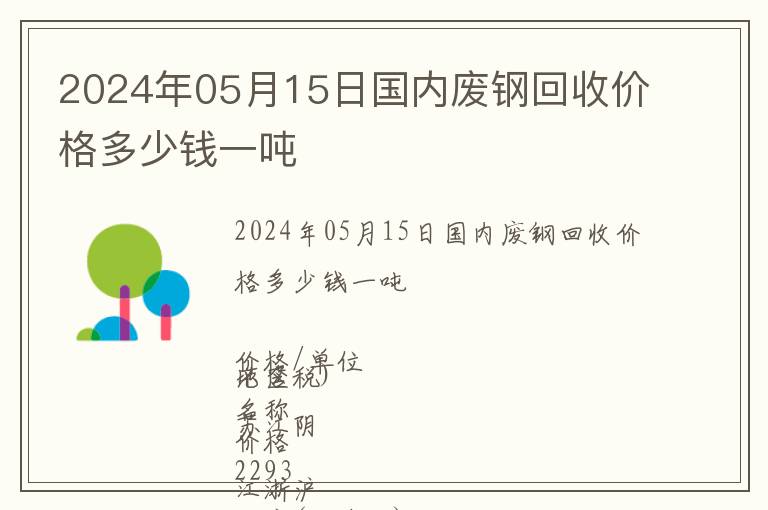 2024年05月15日國內廢鋼回收價格多少錢一噸