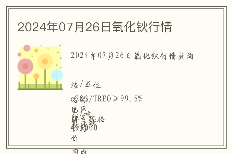 2024年07月26日氧化鈥行情