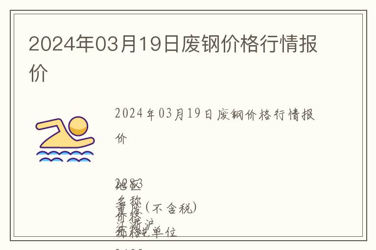 2024年03月19日廢鋼價格行情報價