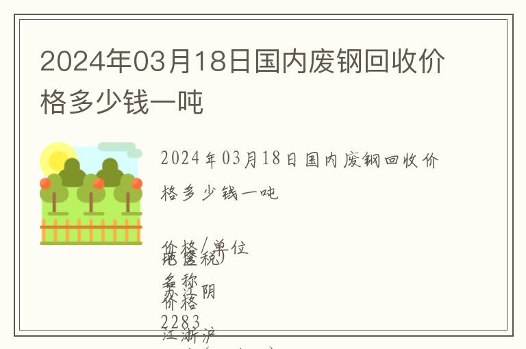 2024年03月18日國內廢鋼回收價格多少錢一噸