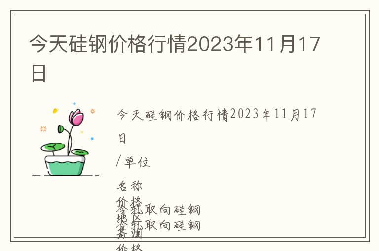 今天硅鋼價格行情2023年11月17日