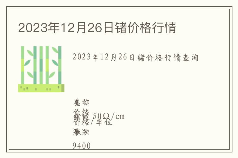 2023年12月26日鍺價格行情