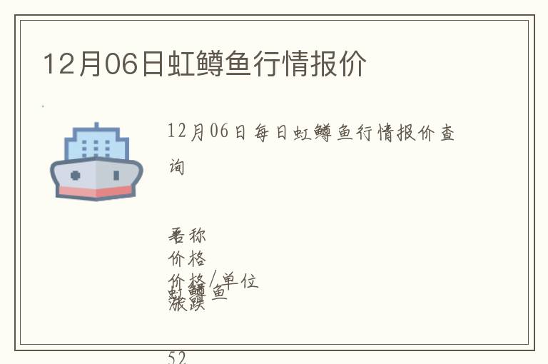 12月06日虹鱒魚行情報價