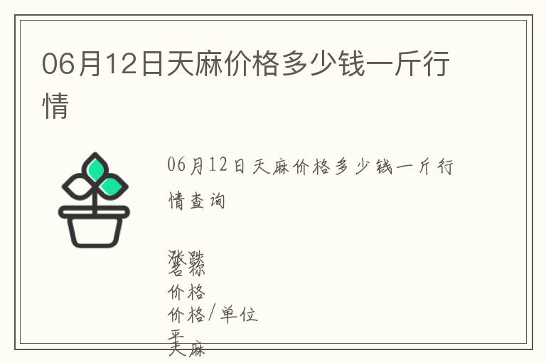 06月12日天麻價格多少錢一斤行情