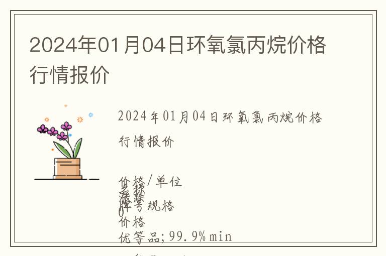 2024年01月04日環氧氯丙烷價格行情報價