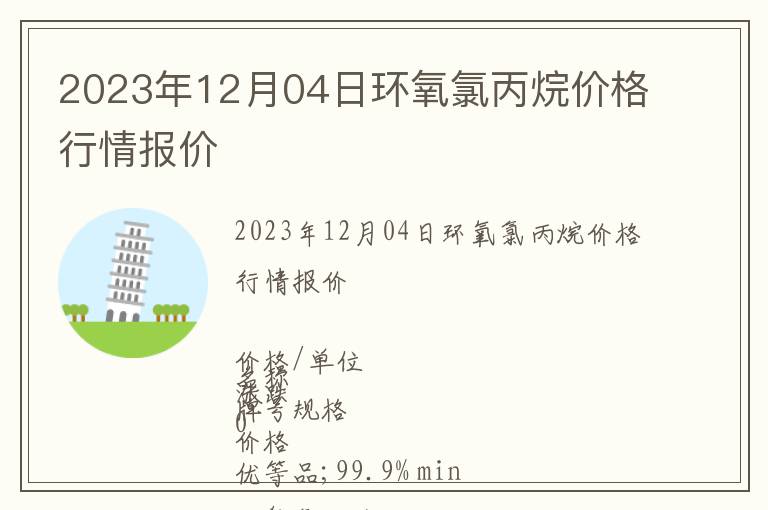 2023年12月04日環氧氯丙烷價格行情報價