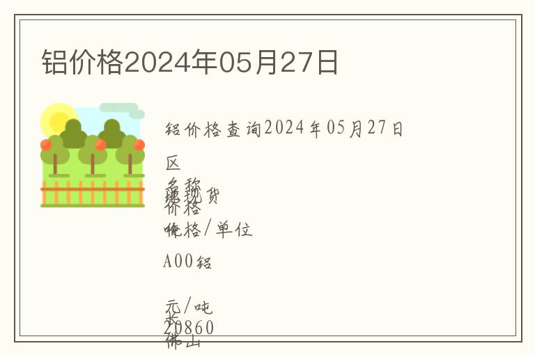 鋁價格2024年05月27日