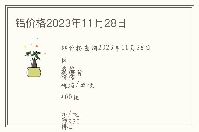 鋁價格2023年11月28日