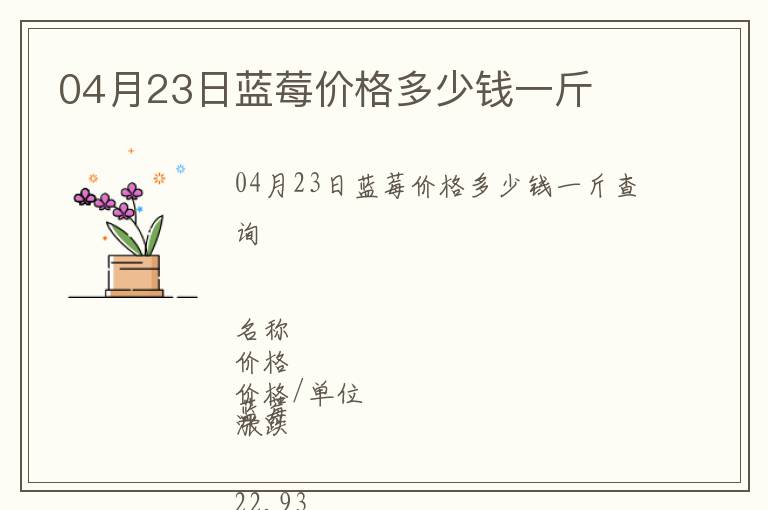 04月23日藍莓價格多少錢一斤