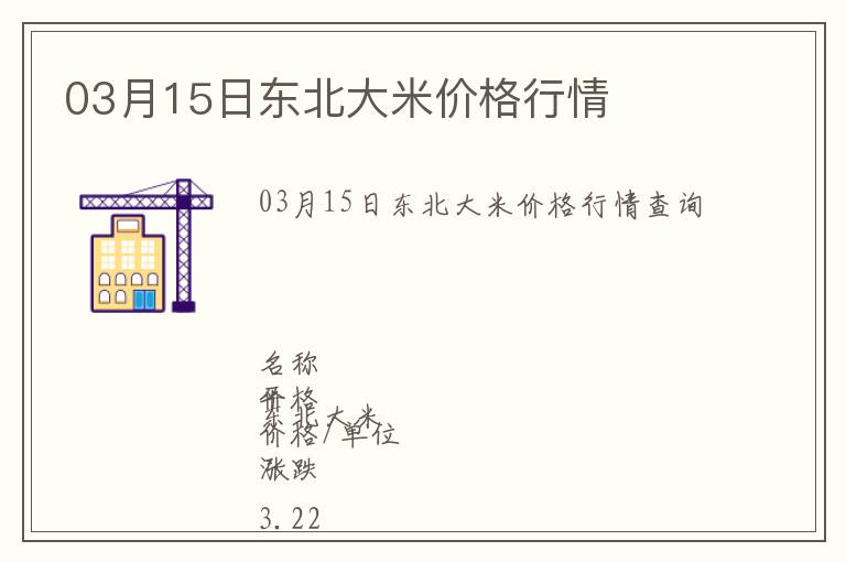 03月15日東北大米價格行情