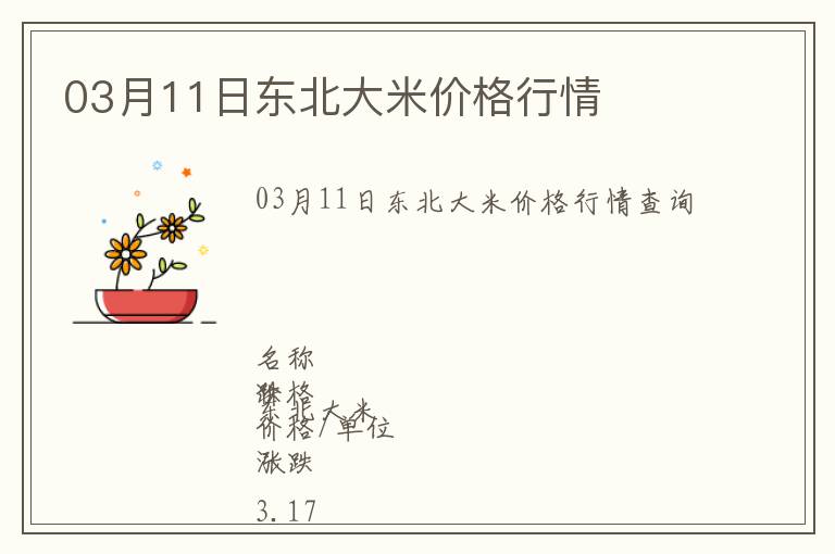 03月11日東北大米價格行情