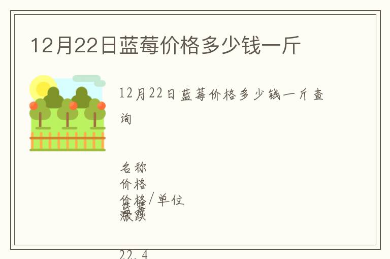 12月22日藍莓價格多少錢一斤