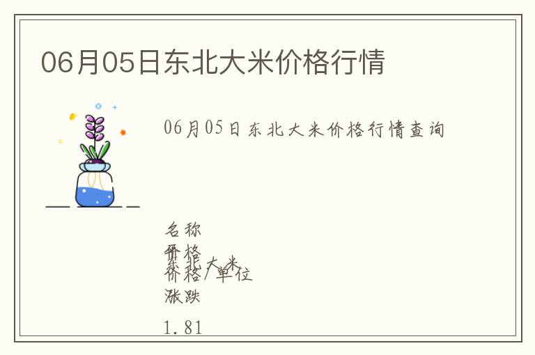 06月05日東北大米價格行情