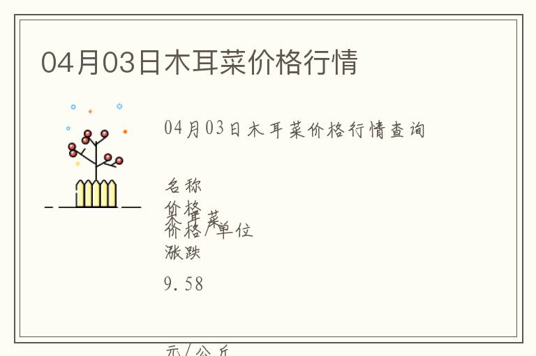 04月03日木耳菜價格行情