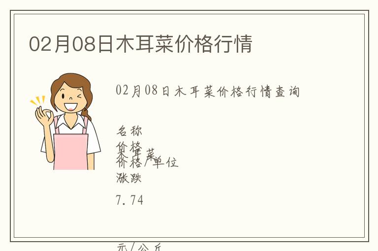02月08日木耳菜價格行情