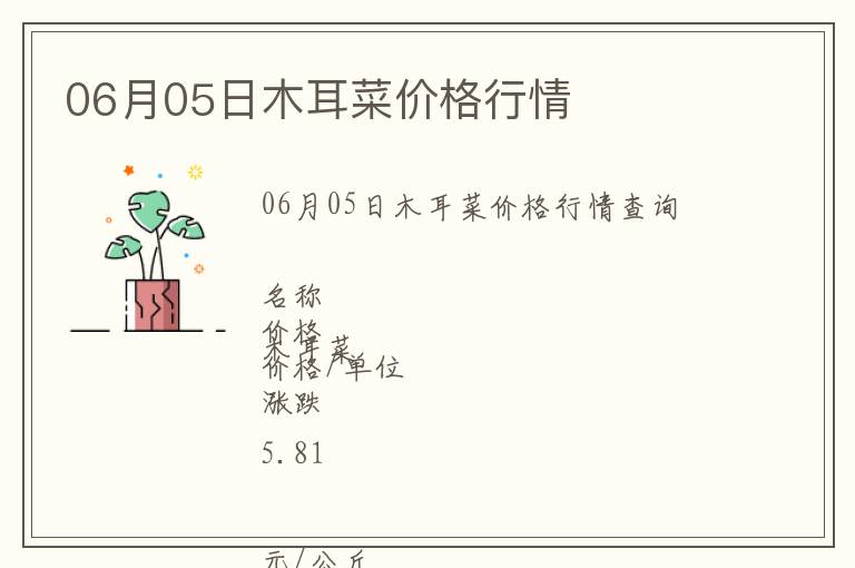 06月05日木耳菜價(jià)格行情