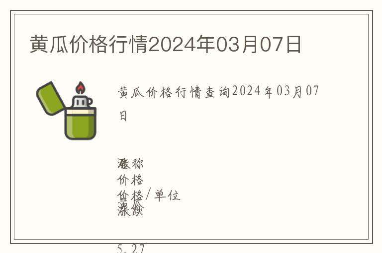 黃瓜價(jià)格行情2024年03月07日