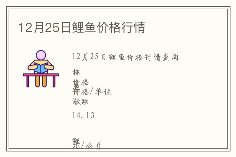 12月25日鯉魚價格行情
