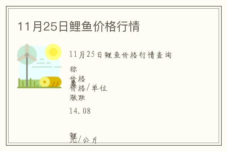 11月25日鯉魚價格行情