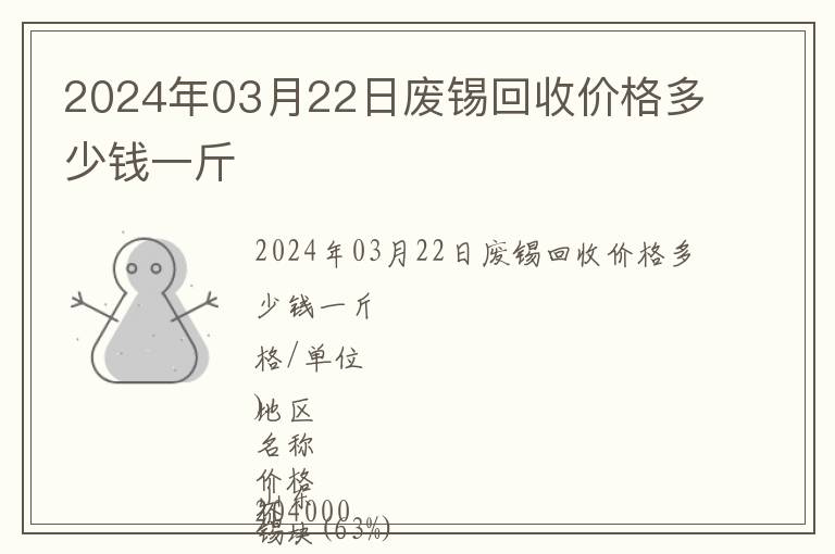 2024年03月22日廢錫回收價格多少錢一斤