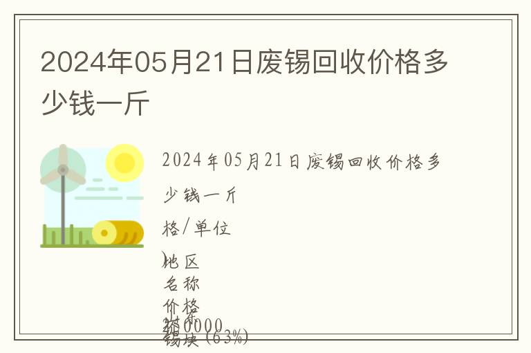 2024年05月21日廢錫回收價(jià)格多少錢一斤