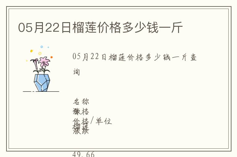 05月22日榴蓮價格多少錢一斤