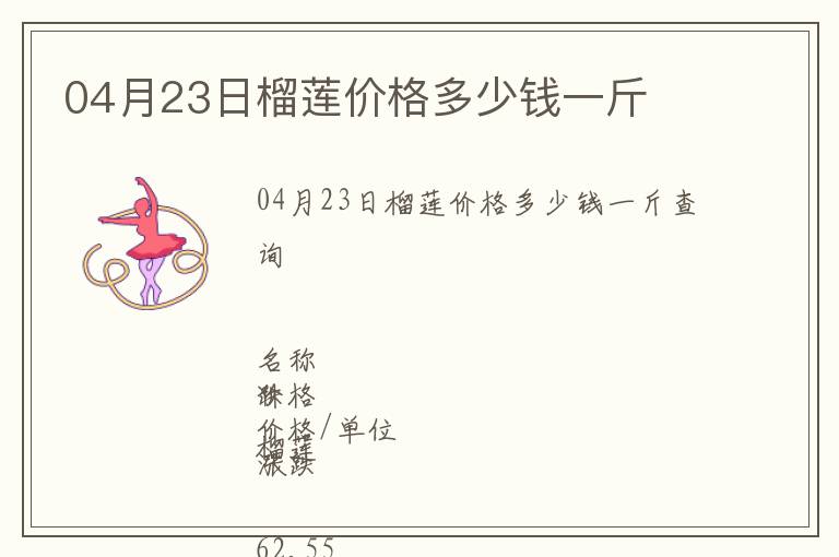 04月23日榴蓮價格多少錢一斤