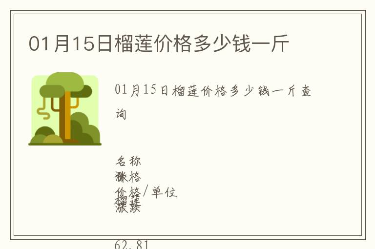 01月15日榴蓮價格多少錢一斤