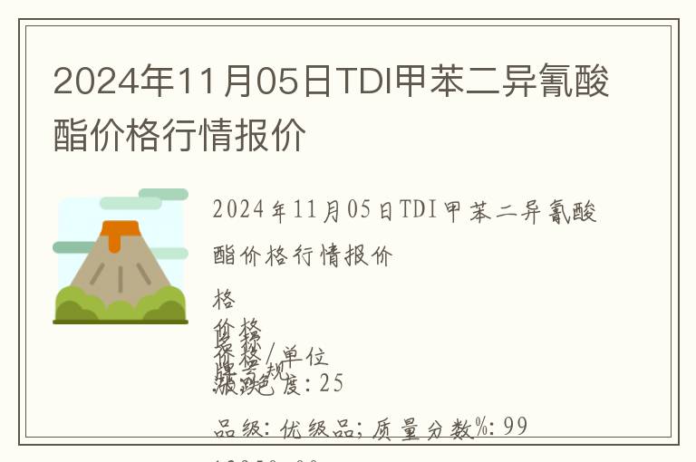 2024年11月05日TDI甲苯二異氰酸酯價格行情報價
