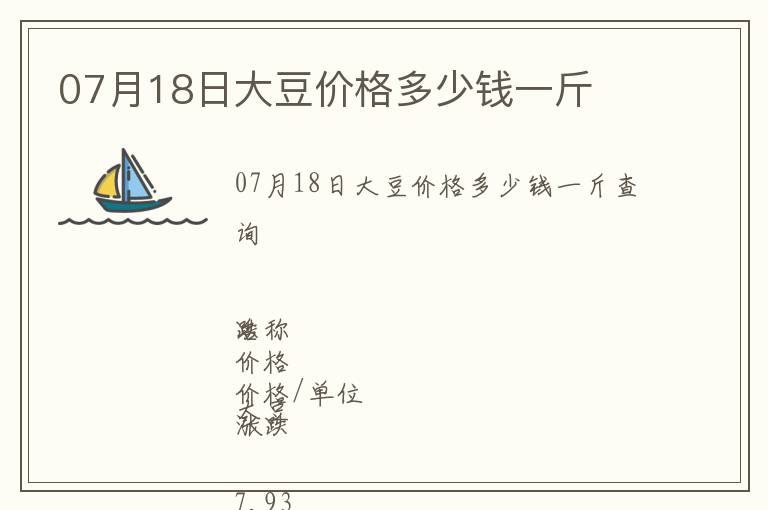 07月18日大豆價格多少錢一斤