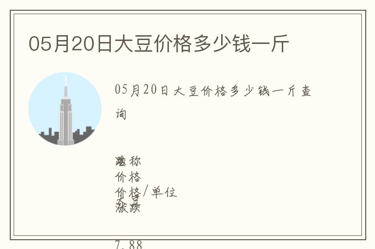 05月20日大豆價格多少錢一斤