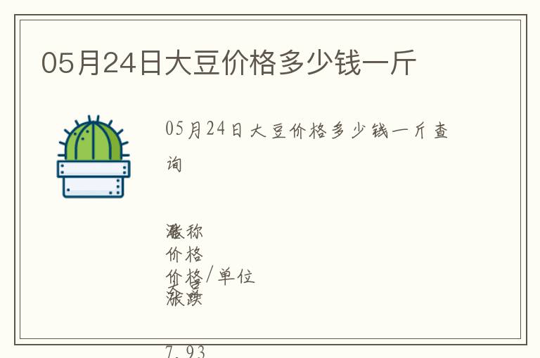 05月24日大豆價格多少錢一斤