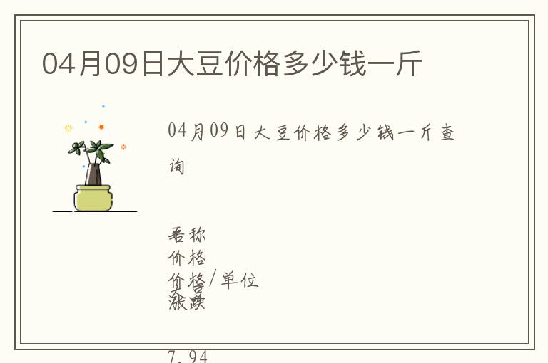 04月09日大豆價格多少錢一斤