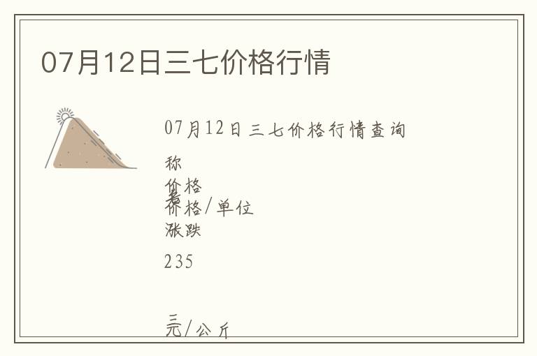 07月12日三七價格行情