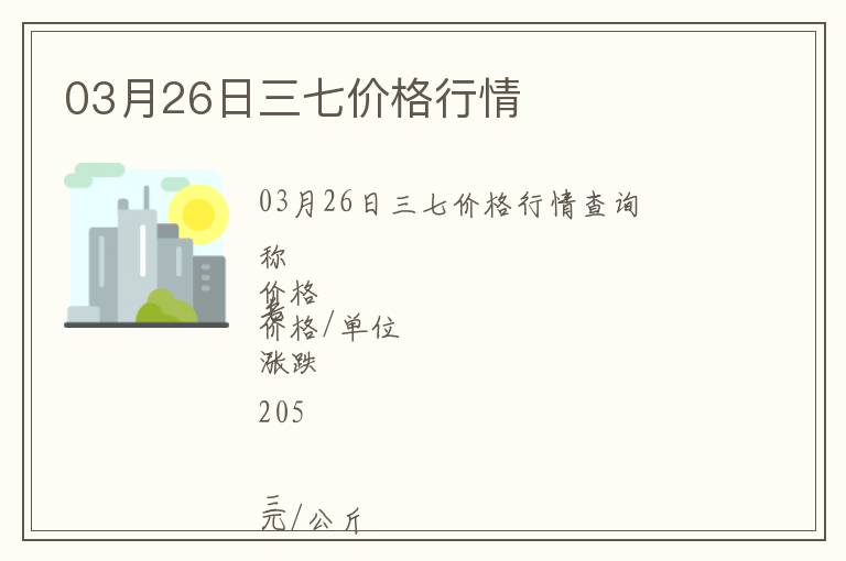 03月26日三七價格行情