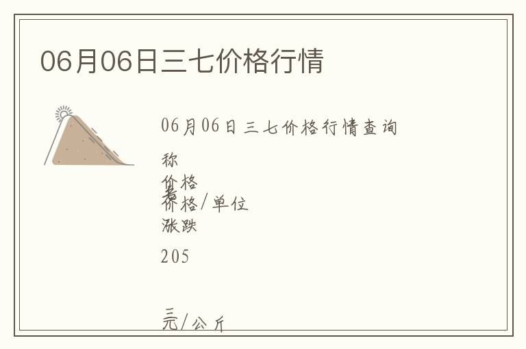 06月06日三七價格行情
