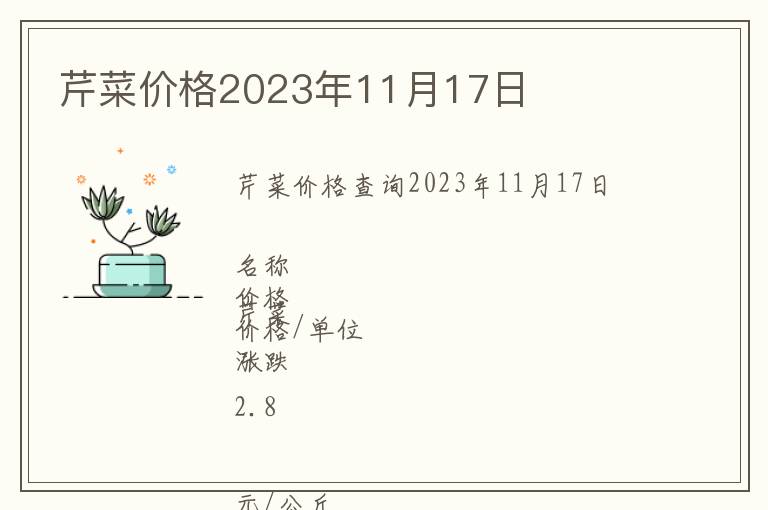 芹菜價格2023年11月17日