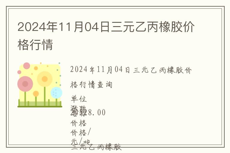 2024年11月04日三元乙丙橡膠價格行情