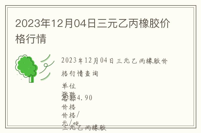 2023年12月04日三元乙丙橡膠價(jià)格行情