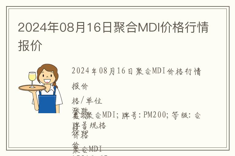 2024年08月16日聚合MDI價格行情報價