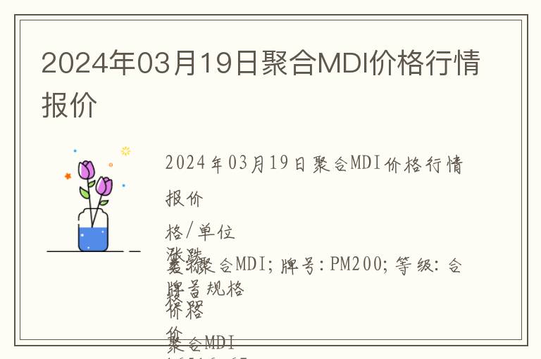 2024年03月19日聚合MDI價格行情報價