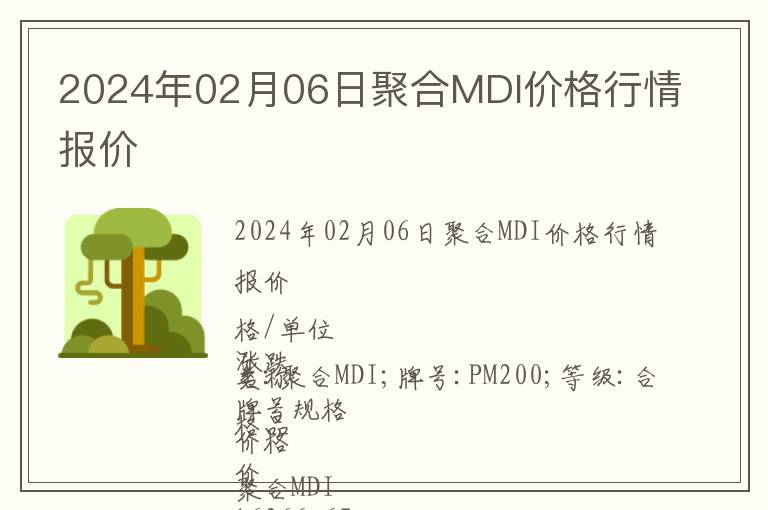 2024年02月06日聚合MDI價格行情報價