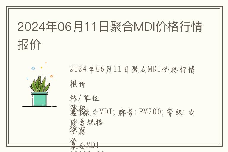 2024年06月11日聚合MDI價格行情報價