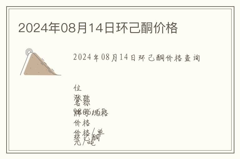 2024年08月14日環(huán)己酮價(jià)格