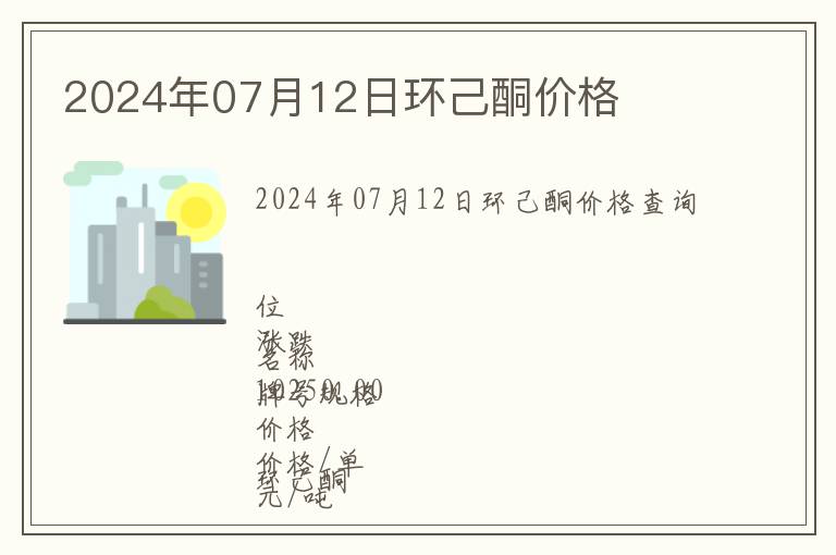 2024年07月12日環己酮價格