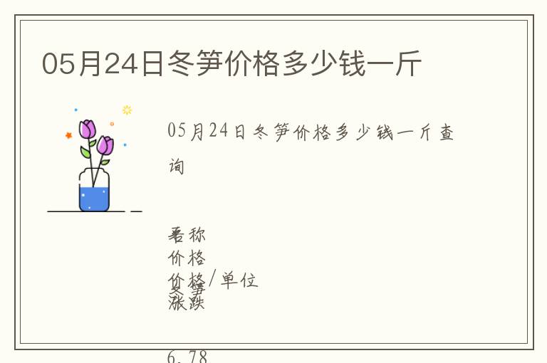 05月24日冬筍價格多少錢一斤