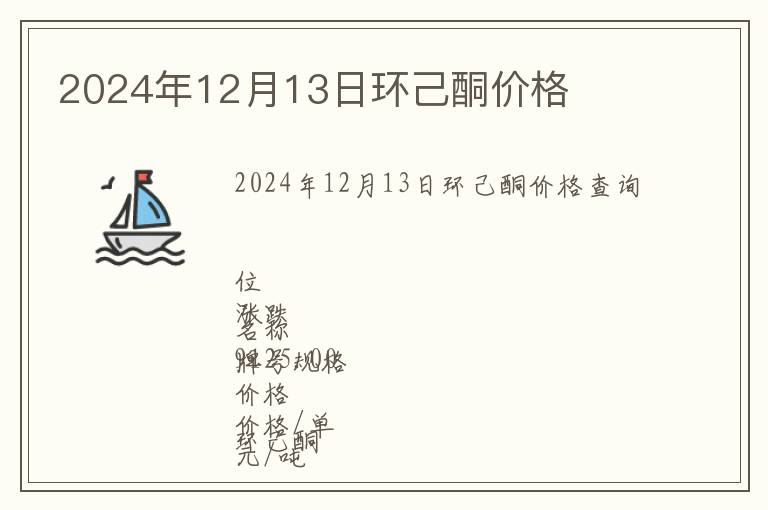 2024年12月13日環己酮價格