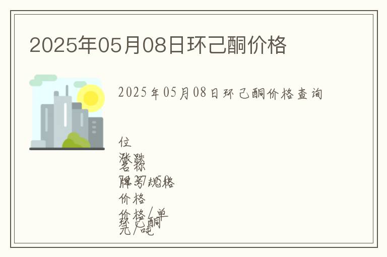 2025年05月08日環己酮價格