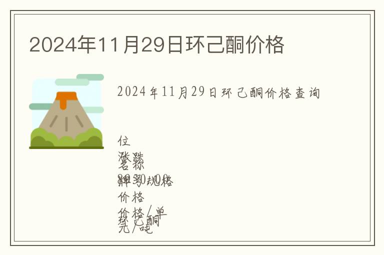 2024年11月29日環己酮價格