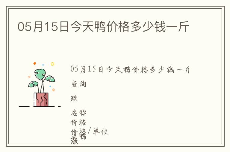 05月15日今天鴨價格多少錢一斤